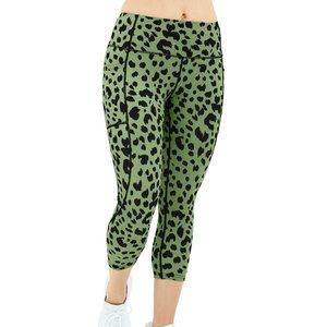Nicole Miller Green Leopard 7/8 Length Leggings, Medium